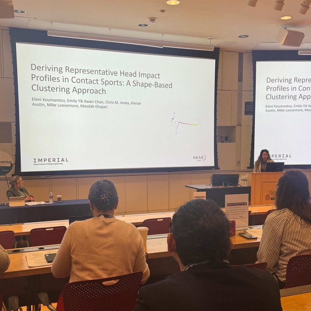 Elena Koumantou presenting a paper at the Injury Biomechanics Symposium.